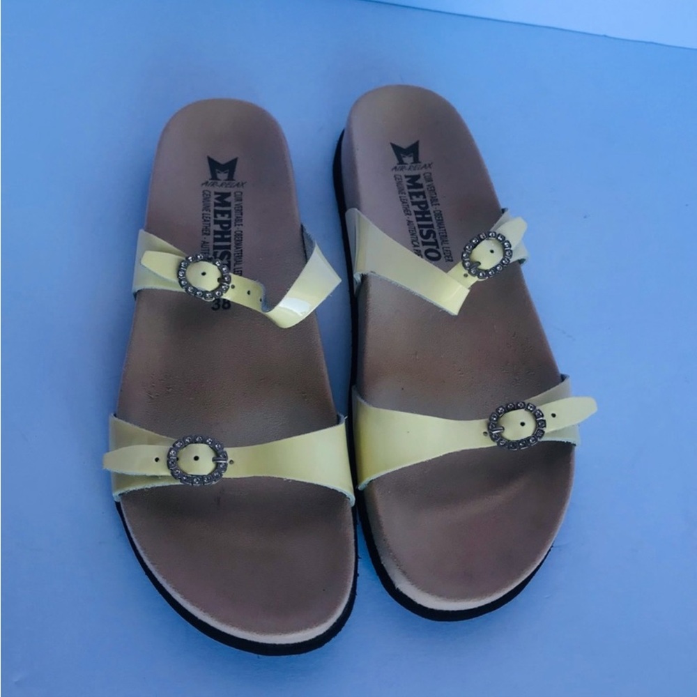 Mephisto Women's Yellow Two-Strap Slide Sandals